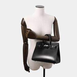 Hermes Birkin 25 Sellier Black Box Calf Leather Top Handle Bag