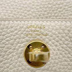 Hermes Lindy Mini Craie Taurillon Clemence Leather Shoulder Bag