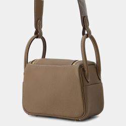 Hermes Lindy Mini Etoupe Taurillon Clemence Leather Shoulder Bag