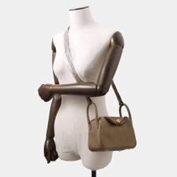Hermes Lindy Mini Etoupe Taurillon Clemence Leather Shoulder Bag