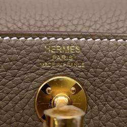 Hermes Lindy Mini Etoupe Taurillon Clemence Leather Shoulder Bag