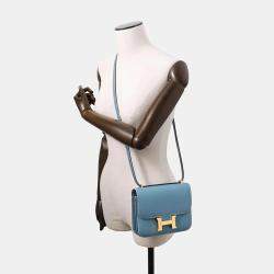 Hermes Constance Mini Blue Jean Epsom Leather Crossbody Bag