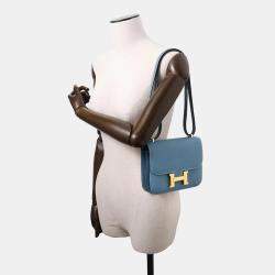 Hermes Constance Mini Blue Jean Epsom Leather Crossbody Bag