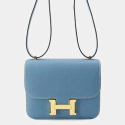 Hermes Constance Mini Blue Jean Epsom Leather Crossbody Bag