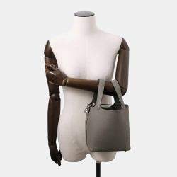Hermes Picotin Lock 18 Gris Meyer Taurillon Clemence Leather Top Handle Bag