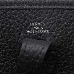  Hermes Evelyne TPM Long Black Taurillon Clemence Shoulder Bag