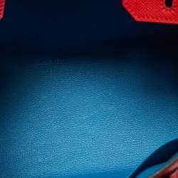 Pre Owned حقيبة هيرمس بيركين سيلير جلد إبسوم بلاتين مطلي قلب أحمر/زهرة متطرفة/أزرق زنجبار 30