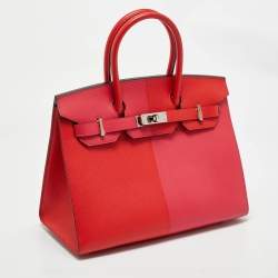 Pre Owned حقيبة هيرمس بيركين سيلير جلد إبسوم بلاتين مطلي قلب أحمر/زهرة متطرفة/أزرق زنجبار 30