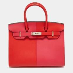 Hermès Rouge Coeur/Rose Extreme/Bleu Zanzibar Epsom Leather Palladium Plated Birkin Sellier 30 Bag