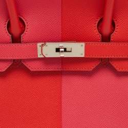 Pre Owned حقيبة هيرمس بيركين سيلير جلد إبسوم بلاتين مطلي قلب أحمر/زهرة متطرفة/أزرق زنجبار 30