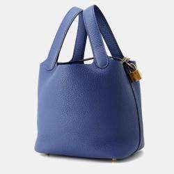 Hermes Picotin Lock Blue Tie Taurillon Clemence Bag 18