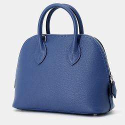 Hermes Bolide 1923 Blue Tie Chevre Myzore Goatskin Size Mini