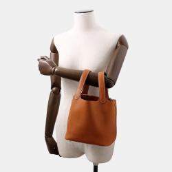 Hermes Picotin Lock Fauve Barenia Leather Fauve Size Pm