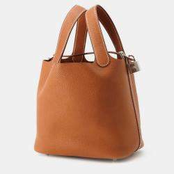 Hermes Picotin Lock Fauve Barenia Leather Fauve Size Pm