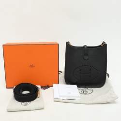 Pre Owned Hermès Noir Taurillon Clemence Leather Evelyne TPM Bag