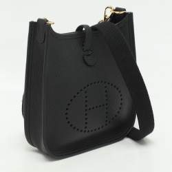 Pre Owned Hermès Noir Taurillon Clemence Leather Evelyne TPM Bag