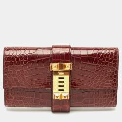 Hermès Bourgogne Alligator Medor Clutch