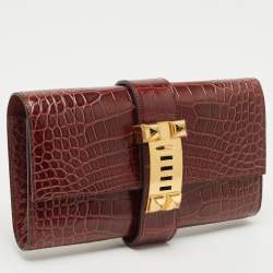 Hermès Bourgogne Alligator Medor Clutch