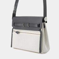 Hermes Herbag Zip  Mini Ardoise/Ecru Toile H Vache Hunter Leather Bag