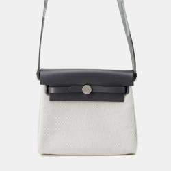 Hermes Herbag Zip  Mini Ardoise/Ecru Toile H Vache Hunter Leather Bag
