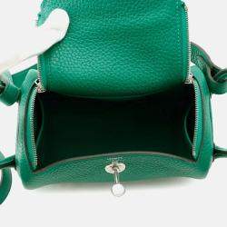 Hermes Lindy Mini Vert Vertigo Taurillon Clemence Bag