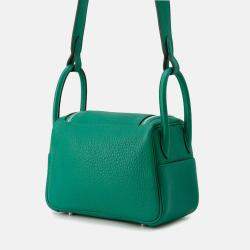 Hermes Lindy Mini Vert Vertigo Taurillon Clemence Bag