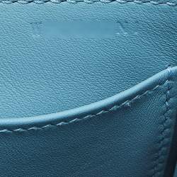 Pre Owned Hermes Bleu Jean Chevre Mysore Leather Gold Finish Geta Bag