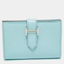 Hermès Bleu Zephyr Chevre Leather Bearn Card Holder
