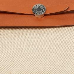Pre Owned Hermès Ecru/Natural Toile Canvas and Vache Leather Herbag Zip 20 Bag