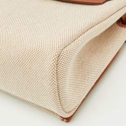 Pre Owned Hermès Ecru/Natural Toile Canvas and Vache Leather Herbag Zip 20 Bag