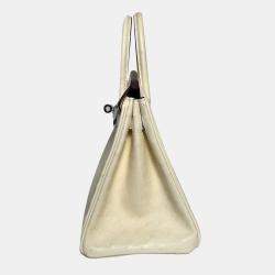 Pre Owned Hermes Birkin 25 Ostrich Nata in PHW