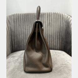 Pre Owned Hermes Kelly 35 Ebony Brown Togo Leather Tote Bag