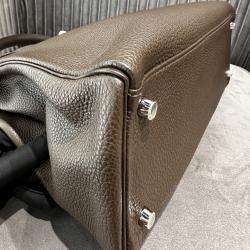 Pre Owned Hermes Kelly 35 Ebony Brown Togo Leather Tote Bag