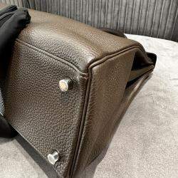 Pre Owned Hermes Kelly 35 Ebony Brown Togo Leather Tote Bag