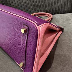 Pre Owned Hermes Birkin 30 Anemone Purple and Rose Sakura Epsom Leather Handbag