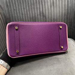 Pre Owned Hermes Birkin 30 Anemone Purple and Rose Sakura Epsom Leather Handbag