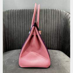 Pre Owned Hermes Birkin 30 Anemone Purple and Rose Sakura Epsom Leather Handbag