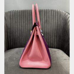 Pre Owned Hermes Birkin 30 Anemone Purple and Rose Sakura Epsom Leather Handbag