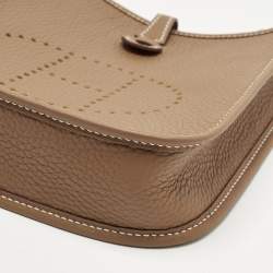 Pre Owned Hermes Gold Taurillon Clemence Leather Evelyne TPM Bag