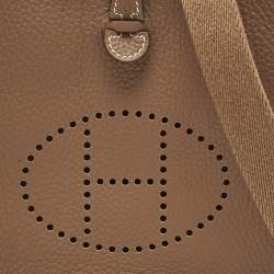 Pre Owned Hermes Gold Taurillon Clemence Leather Evelyne TPM Bag