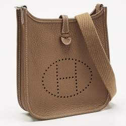 Pre Owned Hermes Gold Taurillon Clemence Leather Evelyne TPM Bag