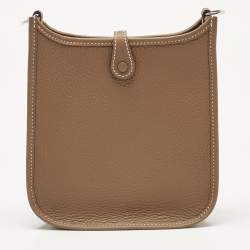 Pre Owned Hermes Gold Taurillon Clemence Leather Evelyne TPM Bag