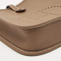 Pre Owned Hermes Gold Taurillon Clemence Leather Evelyne TPM Bag