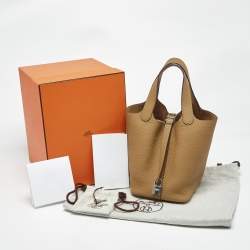 Pre Owned Hermès Biscuit Taurillon Clemence Leather Picotin Lock 18 Bag