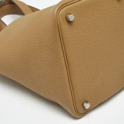 Pre Owned Hermès Biscuit Taurillon Clemence Leather Picotin Lock 18 Bag