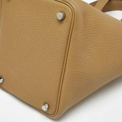 Pre Owned Hermès Biscuit Taurillon Clemence Leather Picotin Lock 18 Bag