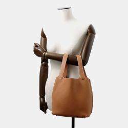 Pre Owned Hermes Picotin Lock 22 Gold Taurillon Clemence Bucket Bag