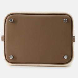 Pre Owned Hermes Picotin Lock Cargo 18 Ecru/Etoupe Towar Goeran Swift Leather Bucket Bag