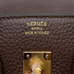 Pre Owned Hermes Birkin 25 Ecorce Togo Leather Tote Bag