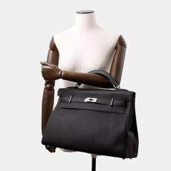 Pre Owned Hermes Kelly Maxi 42 Black Togo Leather Handbag